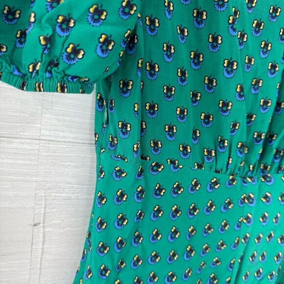 Staud Milla Bine Calico Puff Sleeve Fit and Flare Mini Dress - Picture 7 of 9